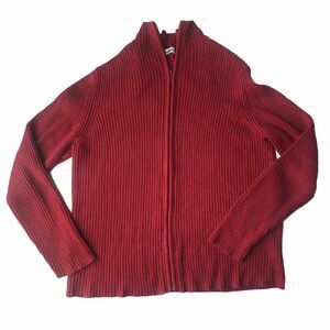 Old Navy Red Ribbed Zip Up Sweater XXL